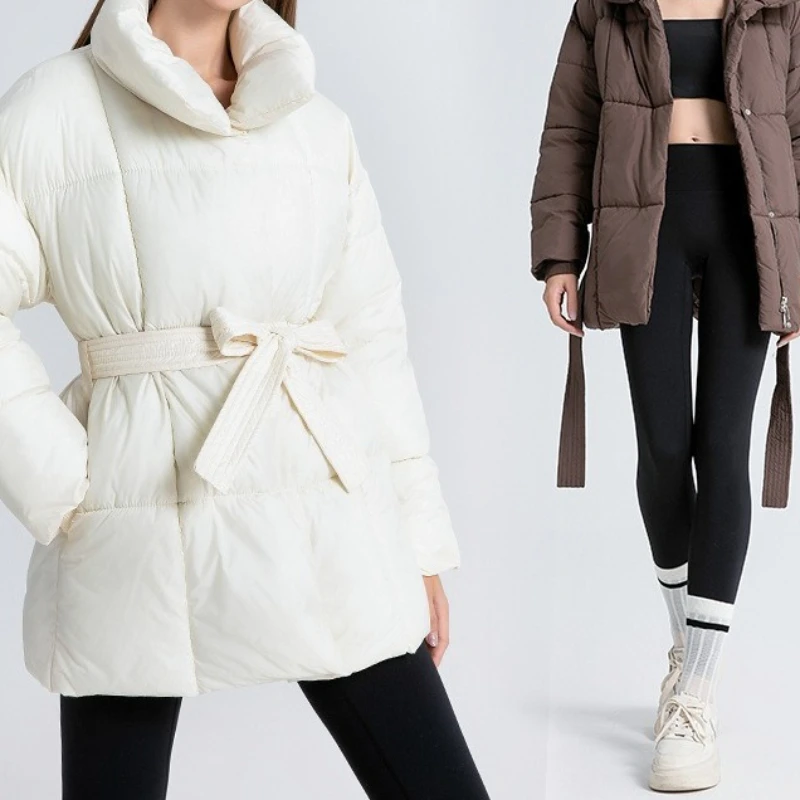 Short Cotton-padded Jacket Coat 2025 Winter Loose Casual Warm Collar Belt Women's Cotton Jacket