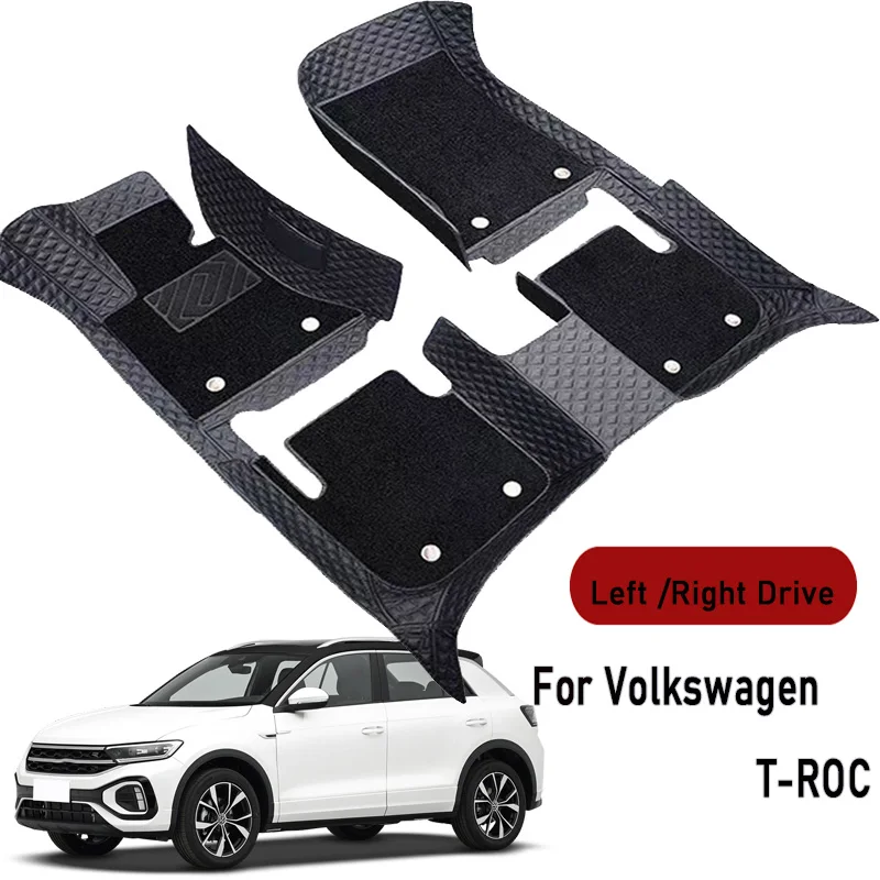 Car Floor Mats for Volkswagen T-ROC 2018 2019 2020 2021-2026 Customauto Foot Pads Automobile Carpet Cover Interior Accessories