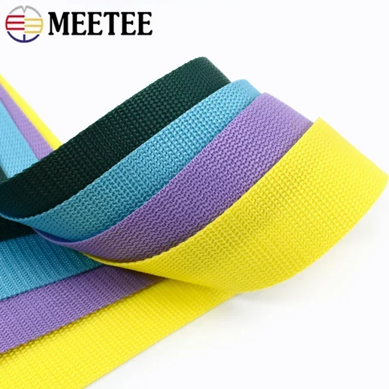 10M Meetee 20-50mm PP Nylon Webbing Bias Band Backpack Ribbon Roll Bag Strap Clothes Belt Binding Tape DIY Sewing Accessories