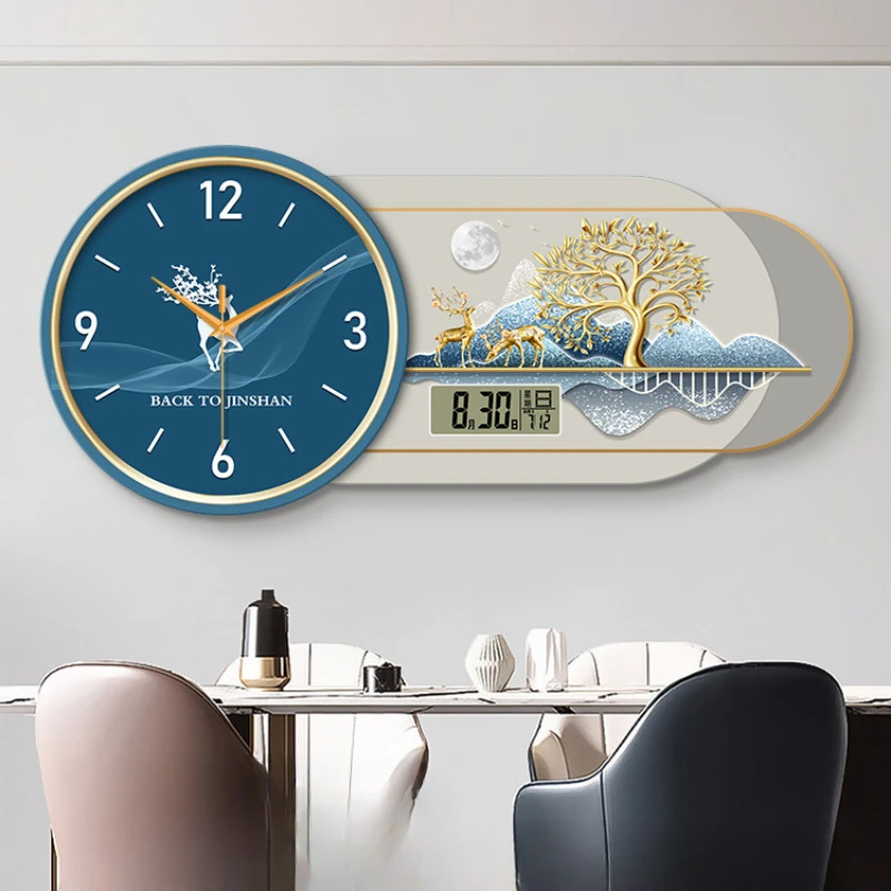 

Nordic perpetual calendar electronic wall clock Living room dining room decorative painting with calendar hanging wall clock