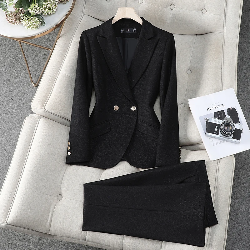 ZJYT Elegant Office Lady Formal Blazer Pants Set for Woman 2 Pieces Matching Sets Autumn 2025 Commuter Jacket and Trousers Suit