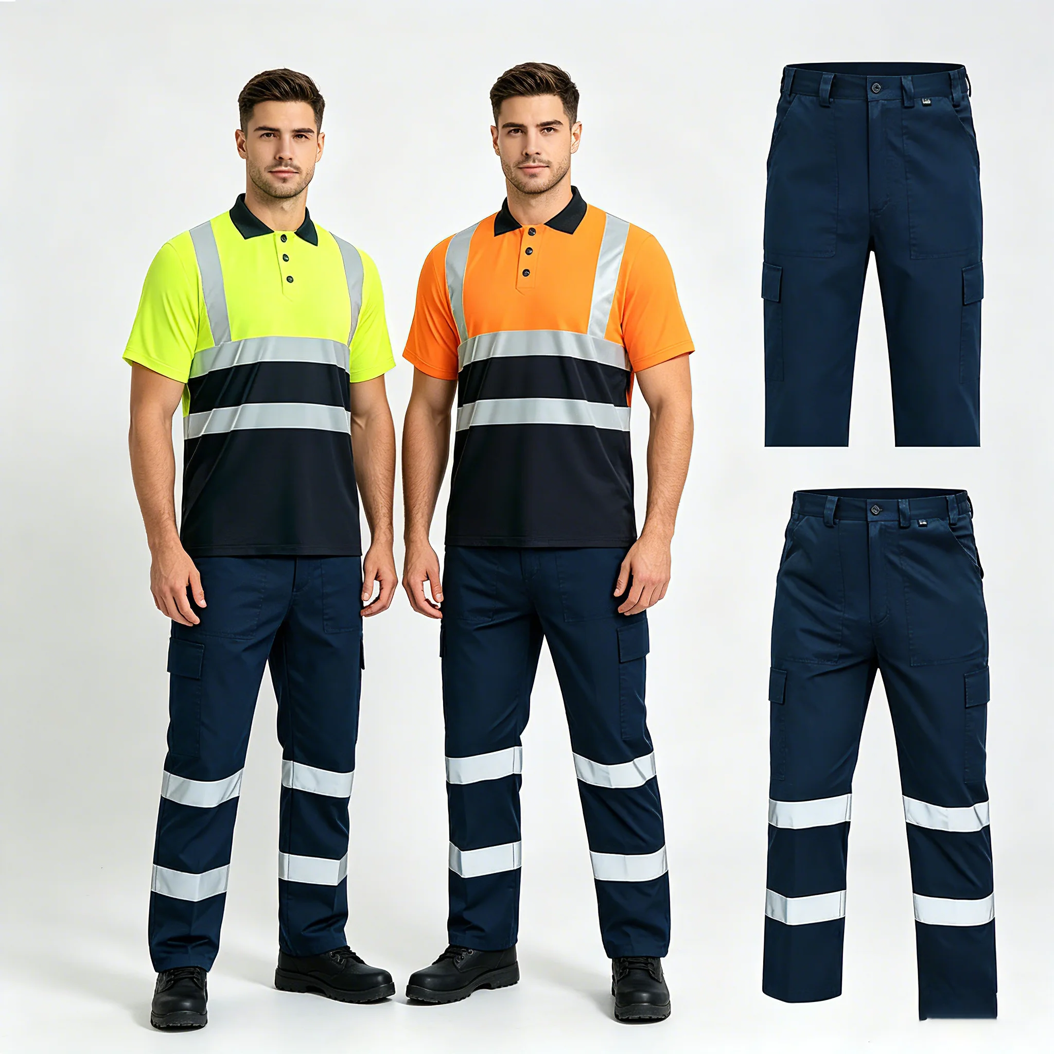 High Visibility Reflective Safety Shirt pants Quick Dry Long Sleeve Workwear Outdoor Construction Protective Work Clothes Hi Vis