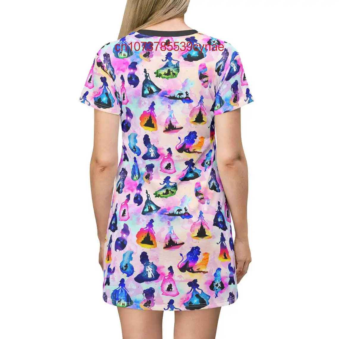 Beauty And The Beast Sketched Women's T-Shirt Dress 3D Printed Disney Street Fashion Short Sleeved Dress Sexy Tight Y2K Dress