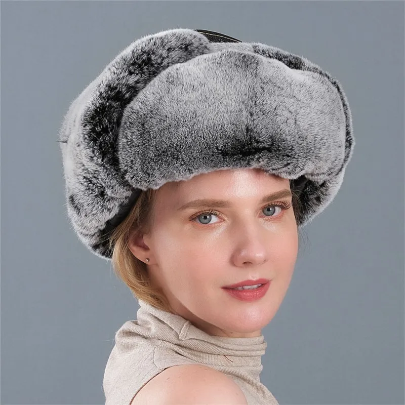 

A middle-aged man in hat an old outdoor warm ear-protecting and cold-proof fur cotton for adults