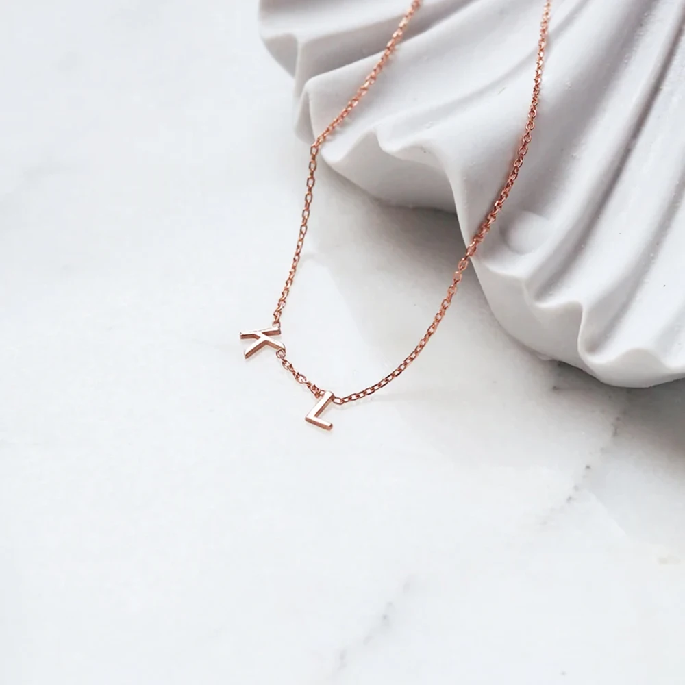 Custom Sideways Initial Necklace Personalized Multiple Letter Pendant Dainty  Choker Minimalist Women Jewelry Gift for Her