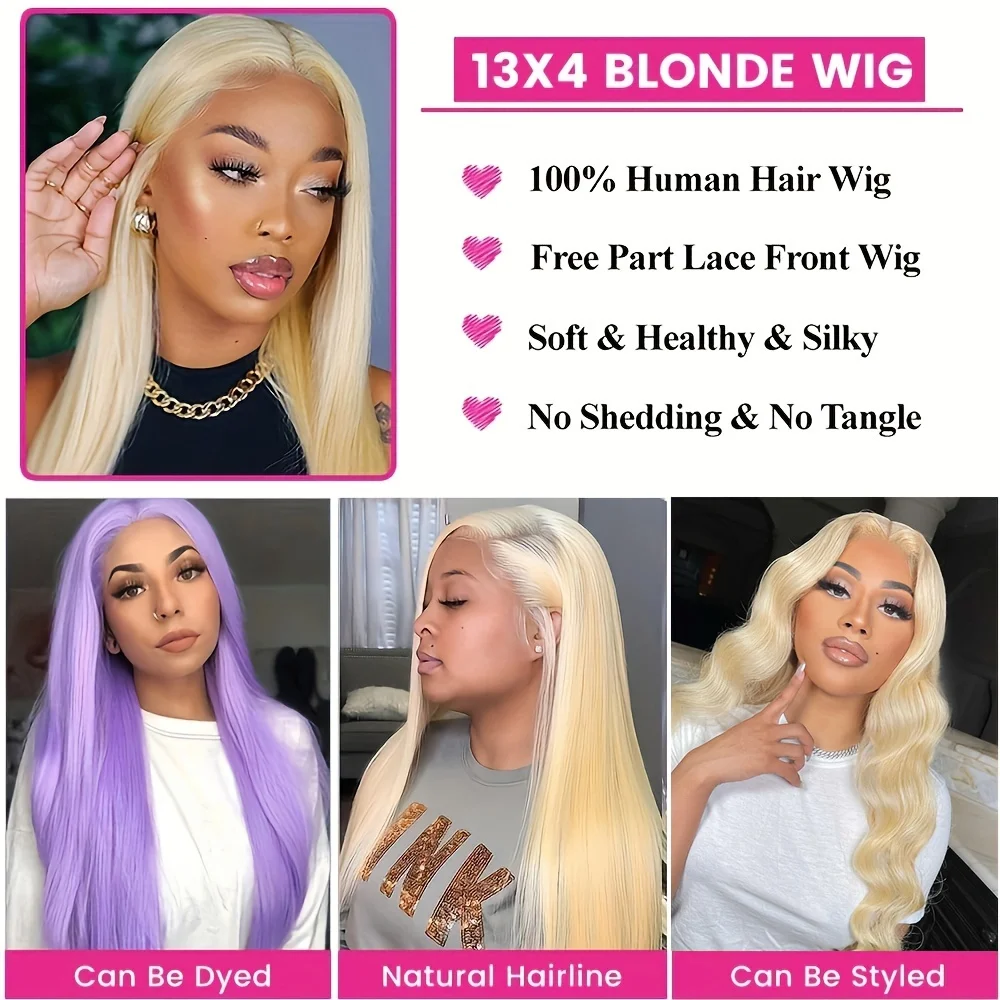 613 Wig Rambut Manusia Pirang 13X6 Wig Rambut Manusia Renda Depan Wig Lurus Rambut Manusia Wig Rambut Manusia Tanpa Lem dengan Rambut Bayi