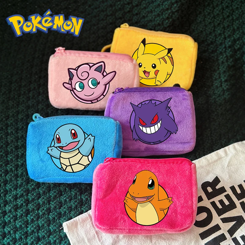 Pokemon Pikachu Coin Purse Animated Cartoon Pattern Print Cute Wallet Large Capacity Wallets Clutch Bags Girl Portable Kids Gift