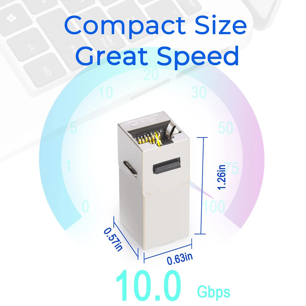 HOOLNX Keystone Coupler Jack, CAT7 CAT6A CAT6 RJ45 Inline Coupler, Shielded RJ45 Straight-Through Lan Ethernet Module Adapter