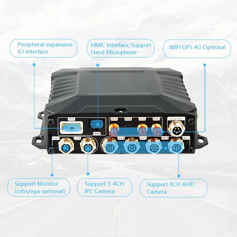 Perekam video mdvr cmsv6, kendaraan platform manajemen cmsv6 8 saluran 4g gps ponsel mdvr bus pelacakan adas dsm 4ch hdd AI mdvr 1080p