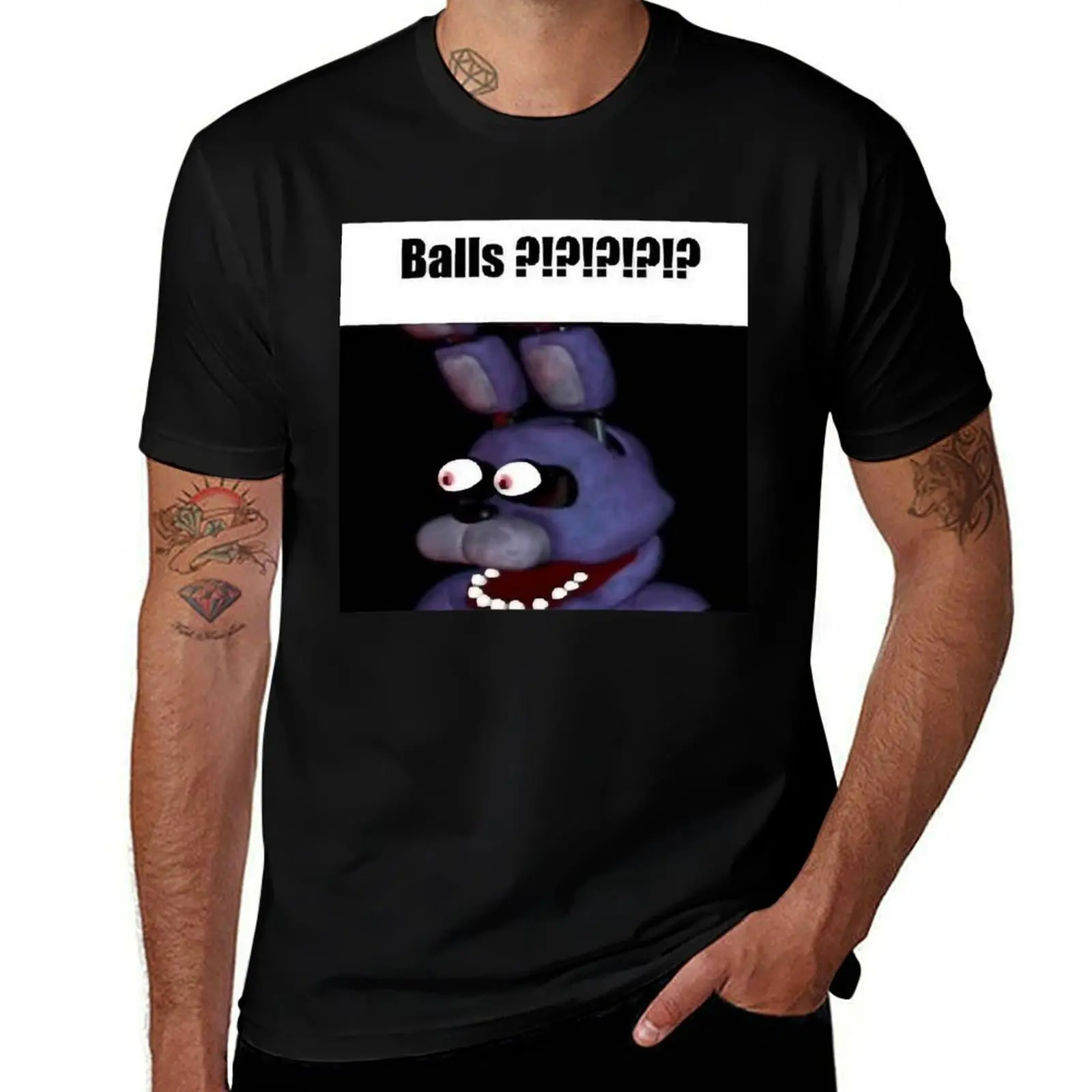 fnaf bonnie Balls !!!! meme T-Shirt custom t shirt anime stuff Men's t-shirt