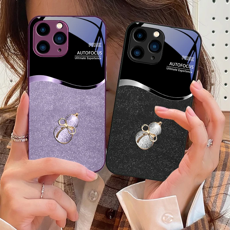 

Gradient Gourd Of Applesr For IPhone 16 Pro Max 15 Pro 14 13 12 Mini 11 XS Max XR 7 8 Plu SE 2022 Tempered Glass Phone Case