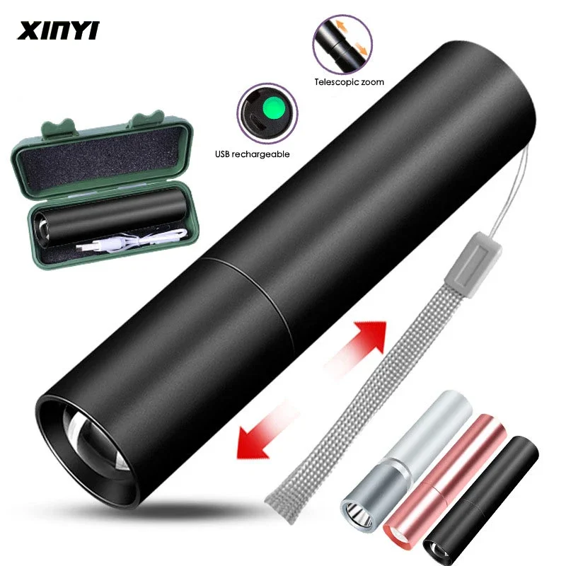 

USB Rechargable Mini LED Flashlight Built-in battery 3 Mode WaterproofTorch Stylish Portable Suit for Night Lighting