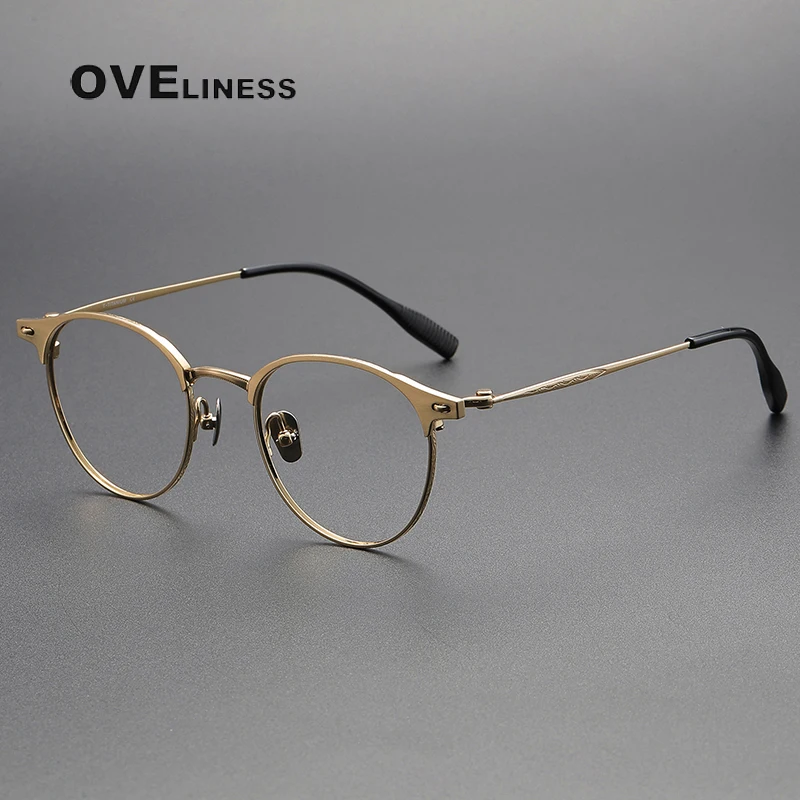 

Designer Pure Titanium Glasses Frame Men Round Vintage Myopia Prescription Eyeglasses Women Retro Luxury Brand 2024 New Eyewear