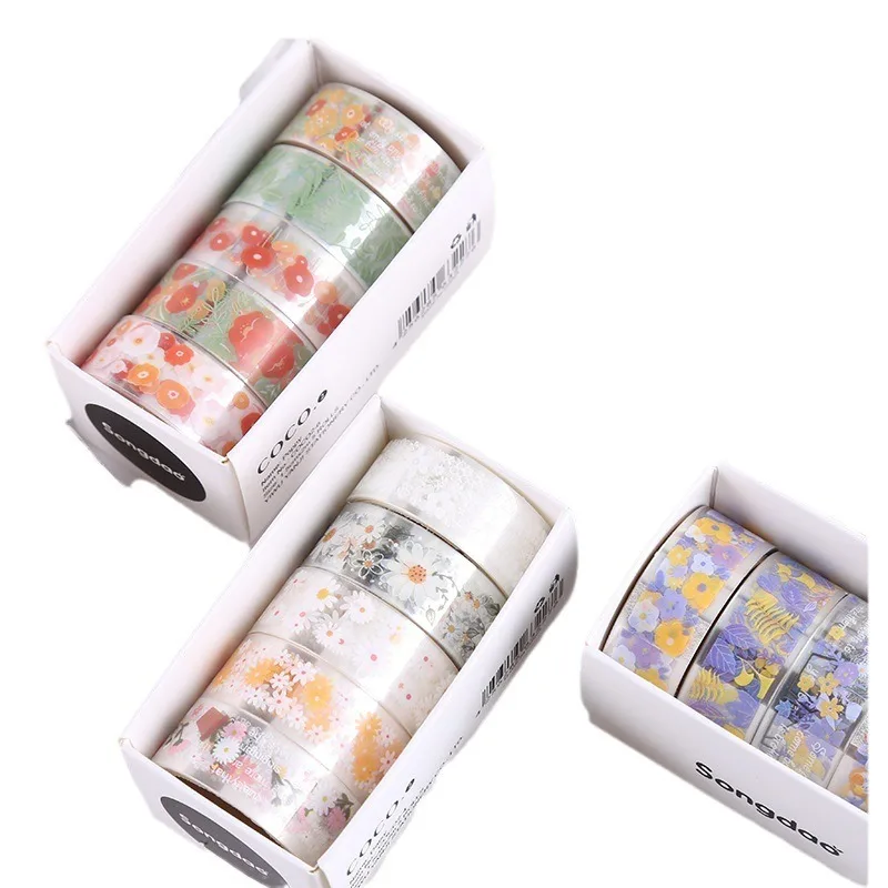 5Rolls Kawaii Transparent Sticker Tape DIY Decorative Material Tape Sketchbook Stickers School Supplies Japanese stationery