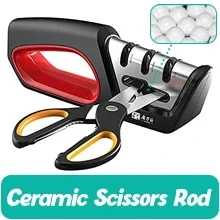 4-in-1 Knife & Scissors Sharpener, Professional Tool to Restore & Polish Blades, Ergonomic Non-Slip Grip, Kitchen Sharpening Kit