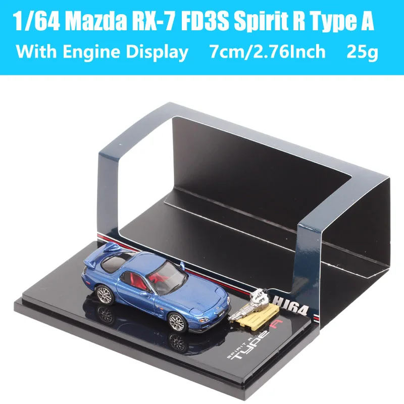 1/64 Scale Mazda RX7 FC3S FD3S Red Suns Efini RX-7 Type A RS Spirit R Bathurst Car Model Diecast Toy Vehicles Hobby Japan HJ64