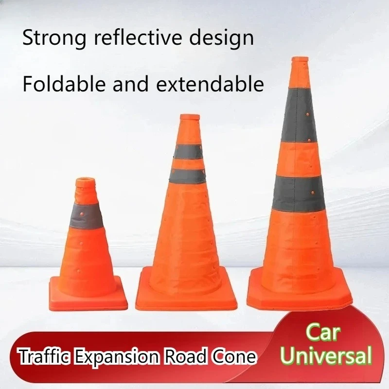Foldable Traffic Reflective Safety Cone 30/45/70cm Height Collapsible Traffic Cones Multi Purpose Reflective Stripe Road Cone