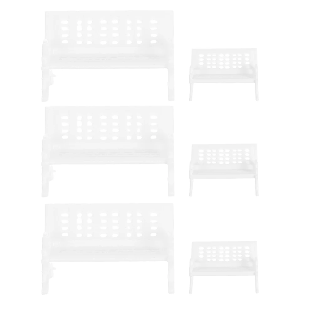 

6pcs Mini Chairs Realistic Plastic Model Living Room Dollhouse Garden Furniture Miniature Decor Accessories Simulation Bench