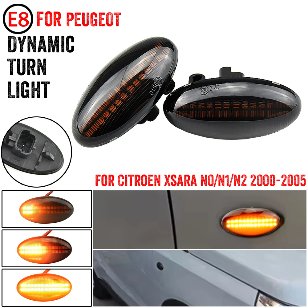 

2x LED Dynamic Turn Signal Side Marker Light For Peugeot 1007 107 108 206 301 307 407 4007 607 Partner Expert Traveller