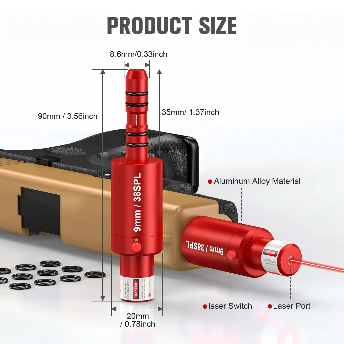 Tactical Laser Bore Sight 9mm Laser Training Bullet Boresighter .177 22LR 12GA 20GA .223Rem Dual-purpose Magnetic Laser Trainer