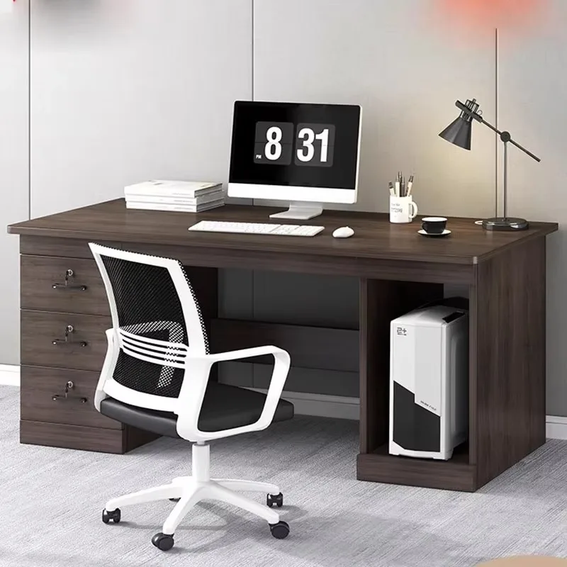 

Modern Big Storage Office Table Brown Desktop Executive Desk Office Table Computer Wooden Escritorios De Oficina Furniture