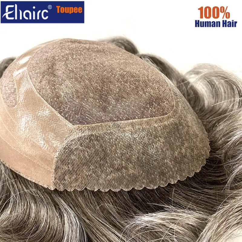 

Мужские парики-парики Моно База с ПУ спереди и NPU сзади Мужской протез для волос Система замены 100% натуральный парик для мужчин