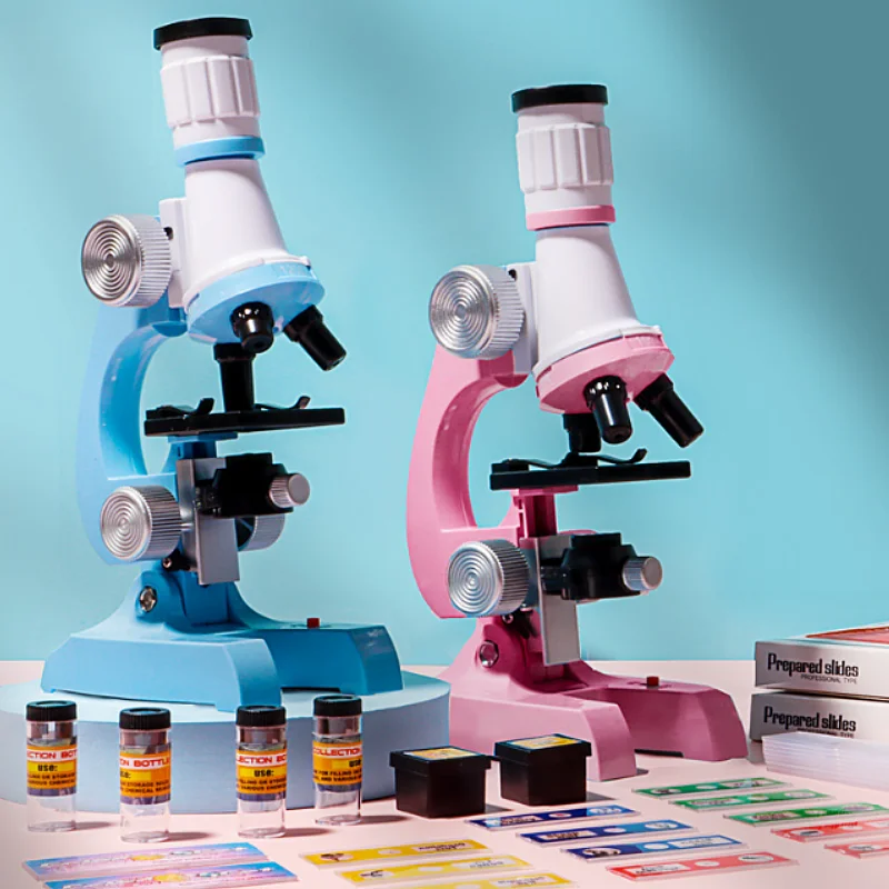 

Microscope steam toy Kit Laboratory LED 100/400/1200X Home School Education Toy Gifts Children's Fine Biology Microscope