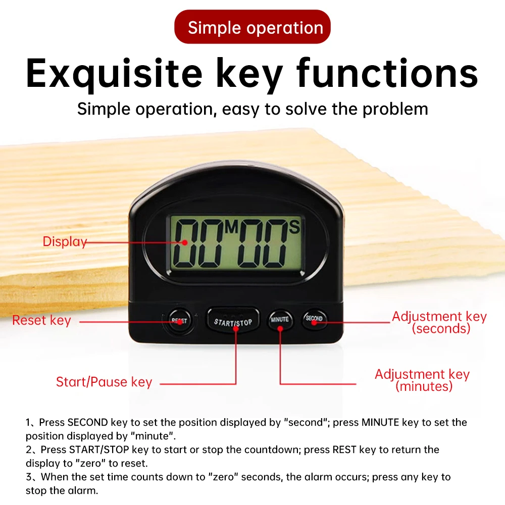 Count Down Kitchen Timer Magnetic Digital Baking Cooking Reminder Time Management Tool Student Learning Timer Workout Stopwatch
