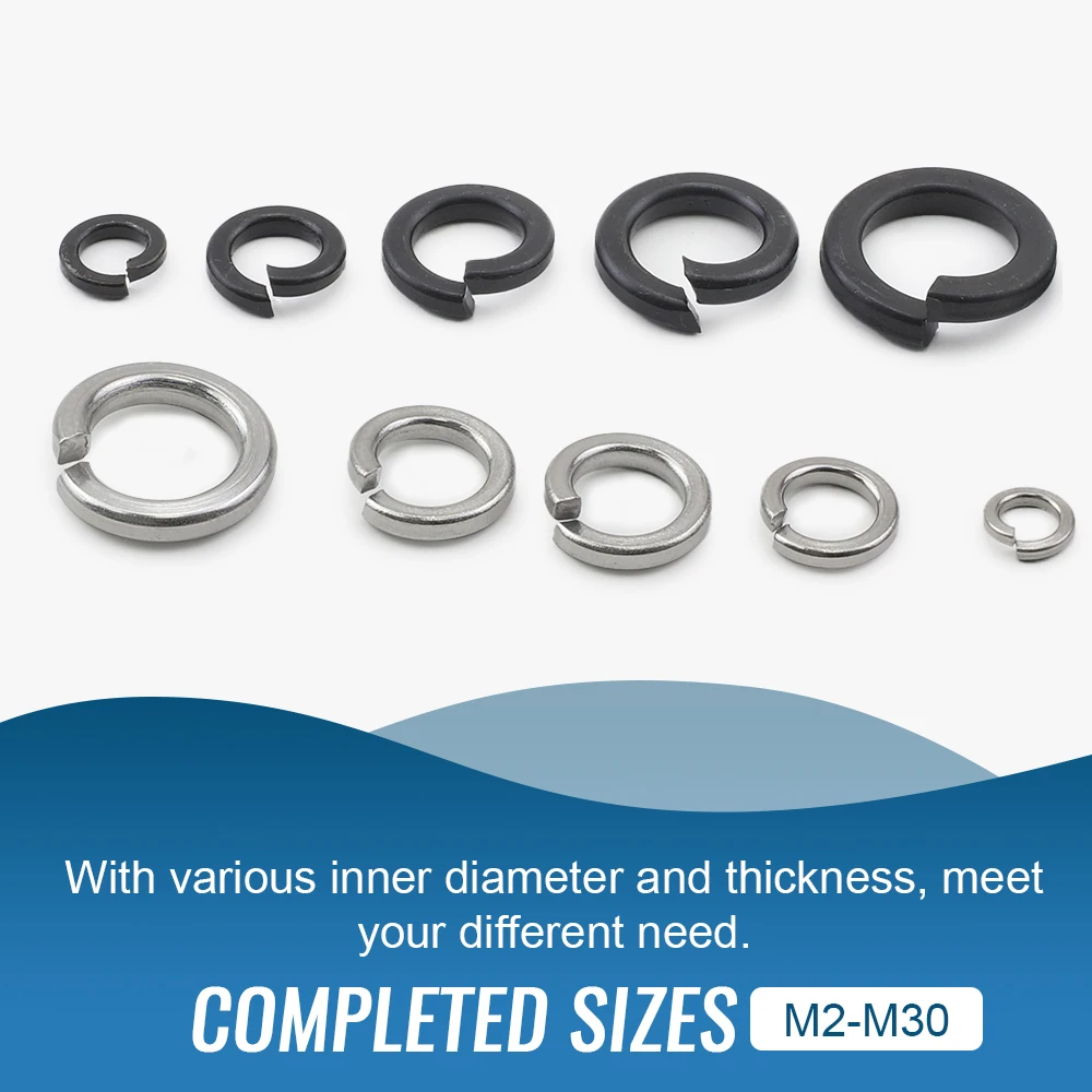 HOWSHENG 2-100 pezzi rondella di bloccaggio a molla M2 M3 M4 M5 M6 M8 M10 M12 M14 M16 M18 M20 rondella di bloccaggio divisa in acciaio al carbonio in acciaio inossidabile