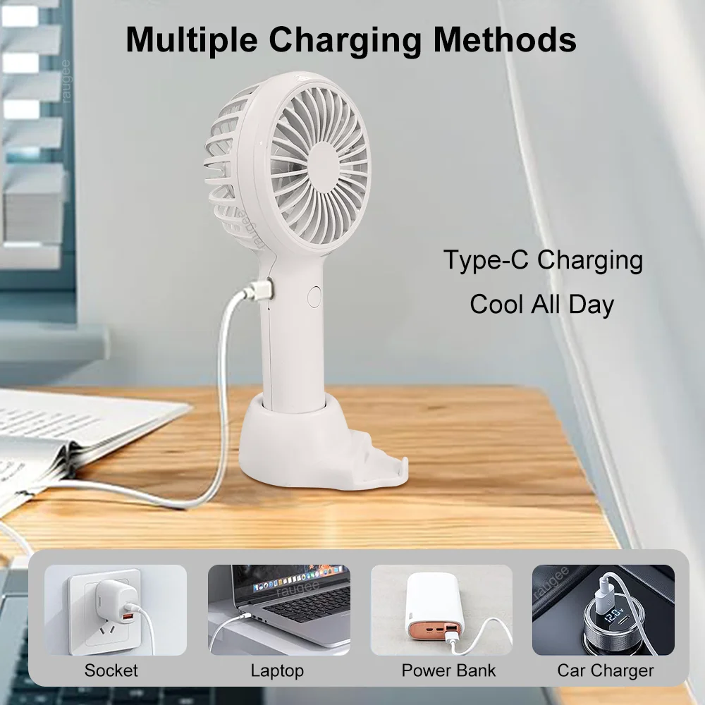 Portable Mini Handheld Fan Small Handy Fan For Outdoor Mini Desk Fan USB Rechargerable Hand Fan Student Desktop Table Fan