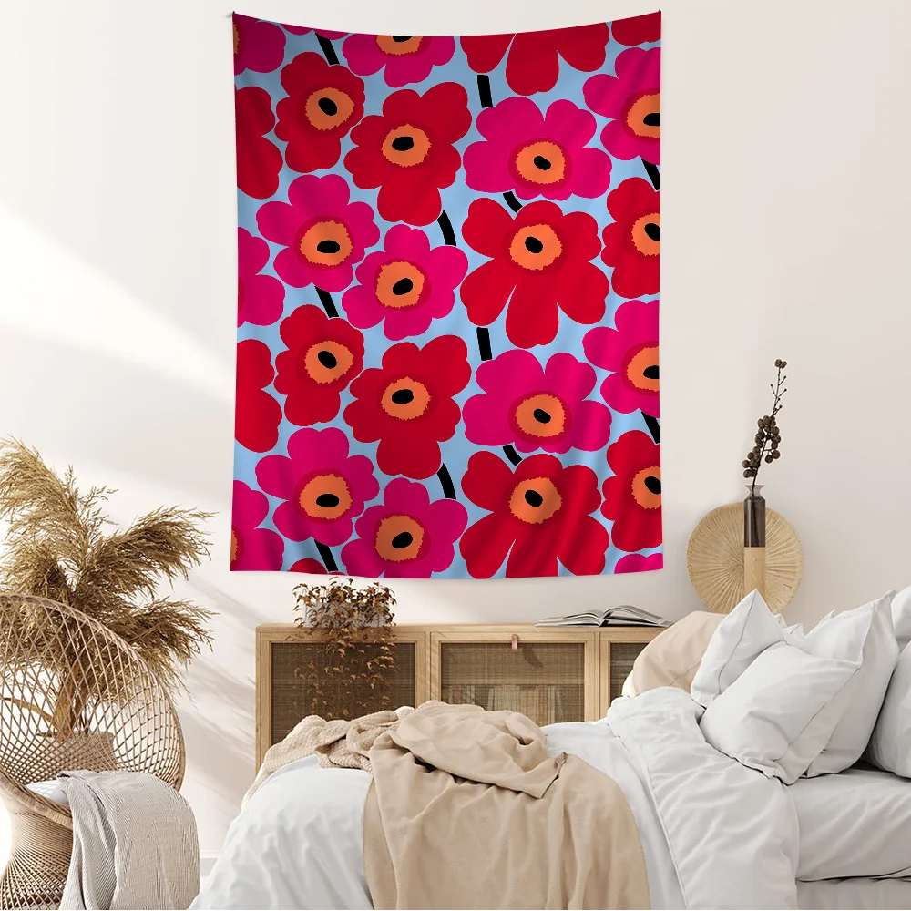 Beautiful Colorful P-Poppy Flower Hanging Bohemian Tapestry Hanging Tarot Hippie Wall Rugs Dorm Wall Hanging Home Decor