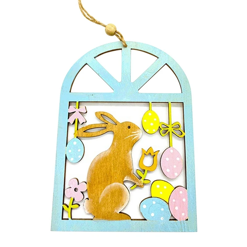 Ornements de lapin en bois pour la décoration de la maison, lapin mignon, fleur de lapin, artisanat de bricolage d'oeufs de Pâques