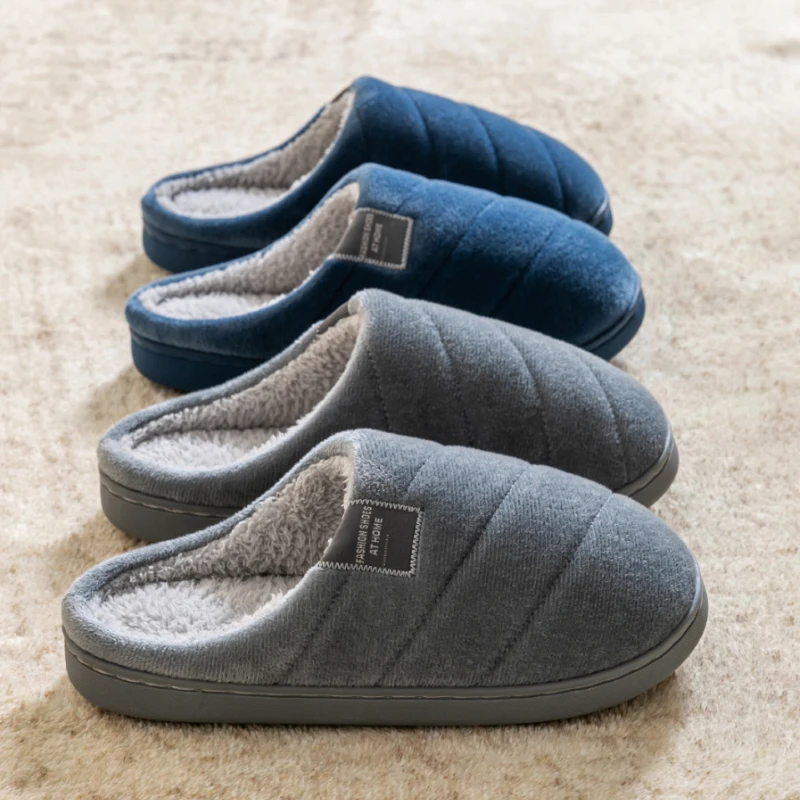 Men's Winter Plush Slippers - Non-Slip Soft Sole House Shoes with Memory Foam, Warm Fuzzy Indoor Slides for Home Comfort