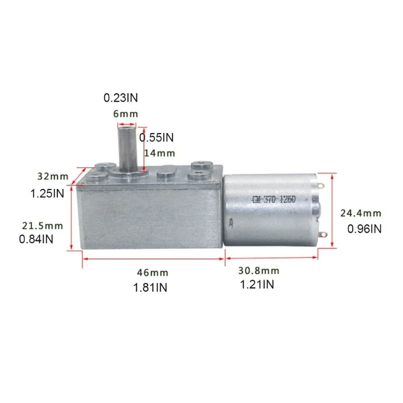 IKFAE JGY370 DC6V/12V/24V High Torque Multi-Rotor Motor Metal Worm Gear Reducer Self-Locking Low Speed Worm Gear Reducer Motor