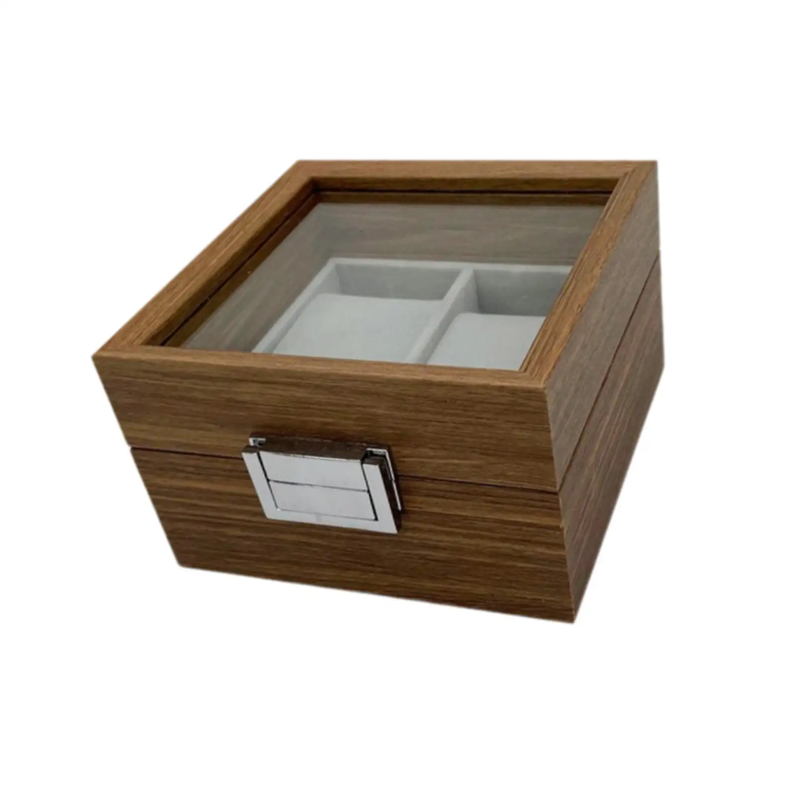 Watch Box Organizer Wood Watch Box 2 Slot Luxury Watch Case Dustproof Jewelry Display Case Watches Necklace Bracelet Earrings