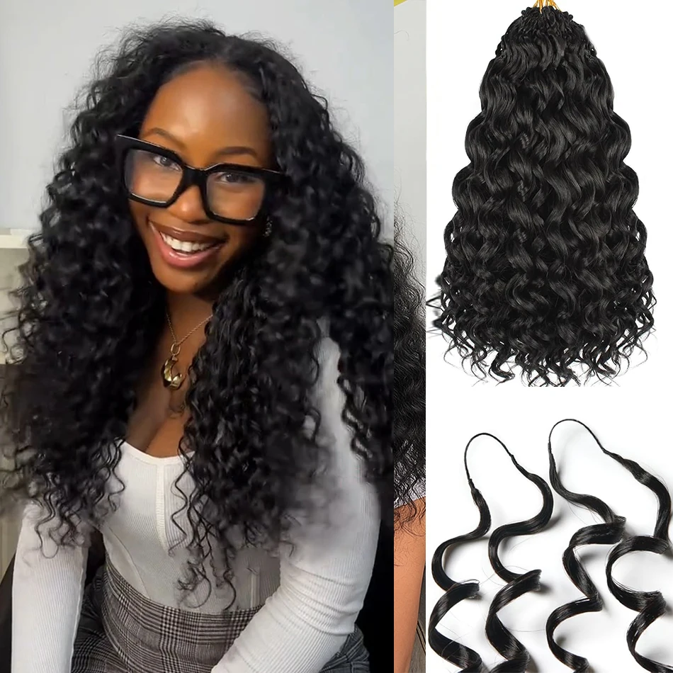 

12A Глубокие вьющиеся волосы без узлов, предварительно разделенные крючком для наращивания волос, глубокая волна, вязание крючком с перьями, 100% человеческие волосы для плетения волос