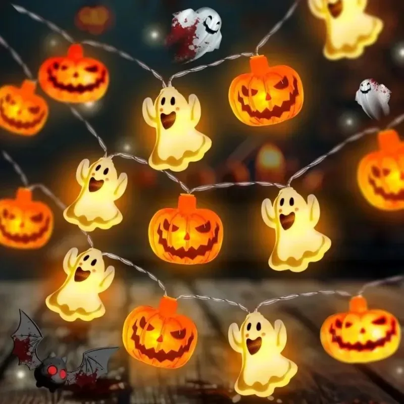 Pumpkin Ghost Halloween String Lights LED Decorative Fairy Lights Battery Powered Indoor Outdoor Party Festival Decor