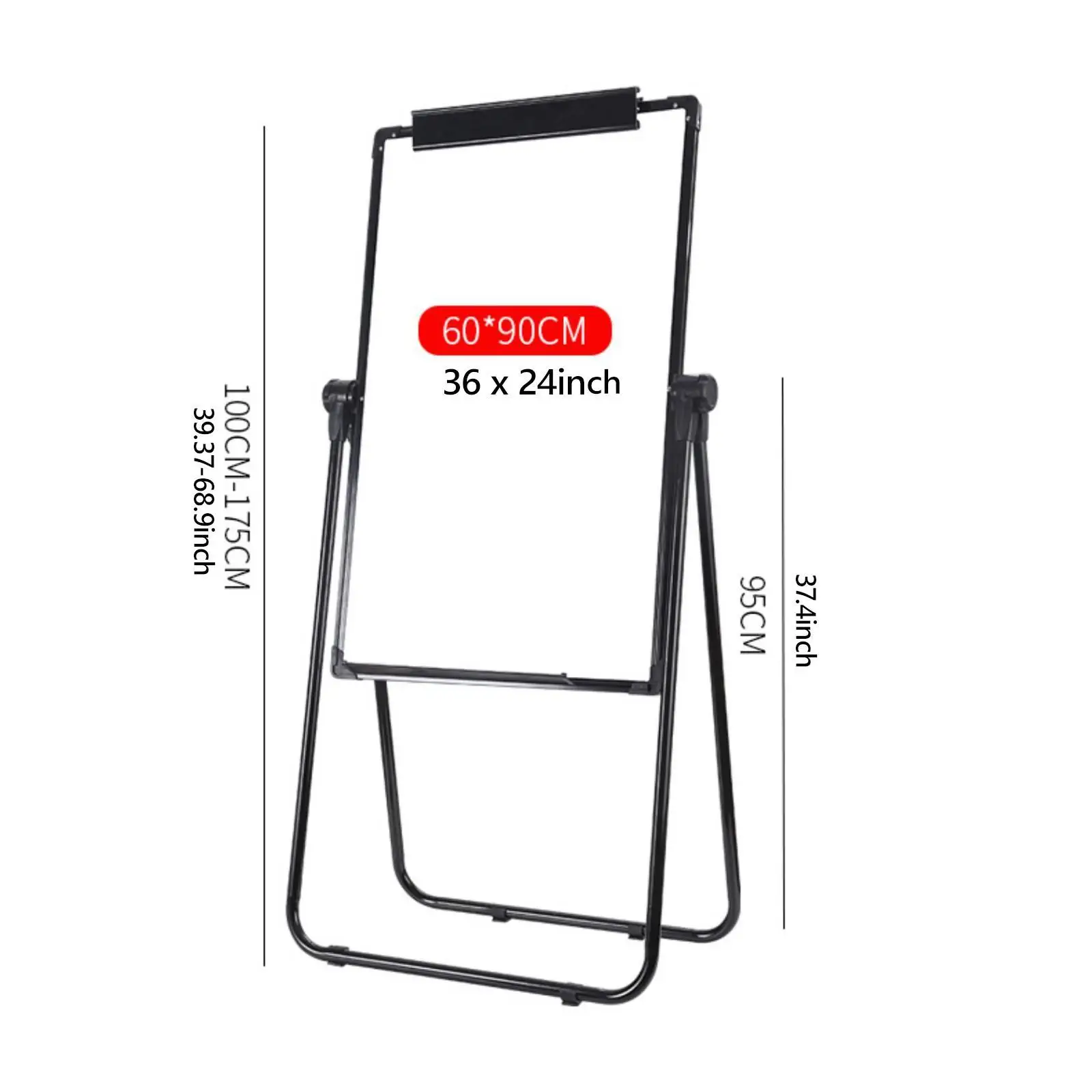 Quadro branco dobrável de 24x35 polegadas com suporte em alumínio com altura ajustável