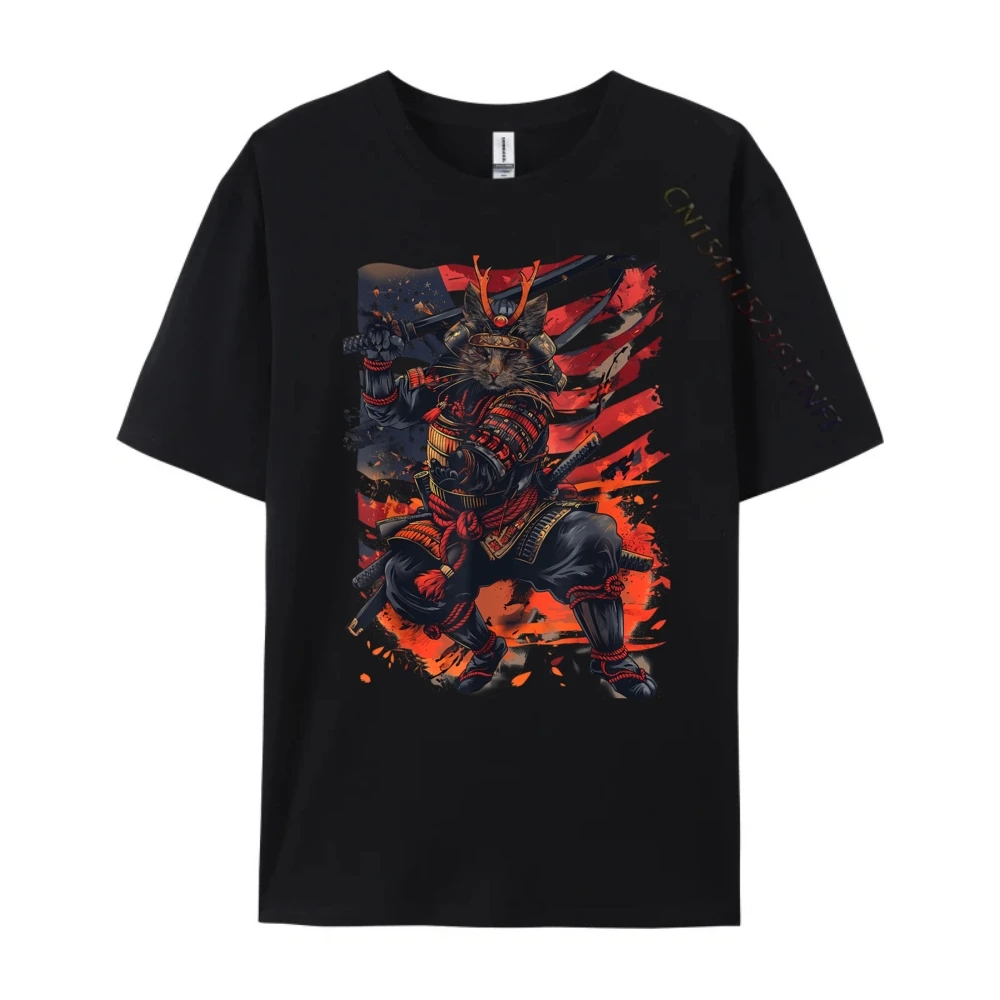 

Cat Bushi Американский флаг Bushi Cat Art Патриотический кот Черные графические футболки Модная и модная футболка на заказ Harajuku