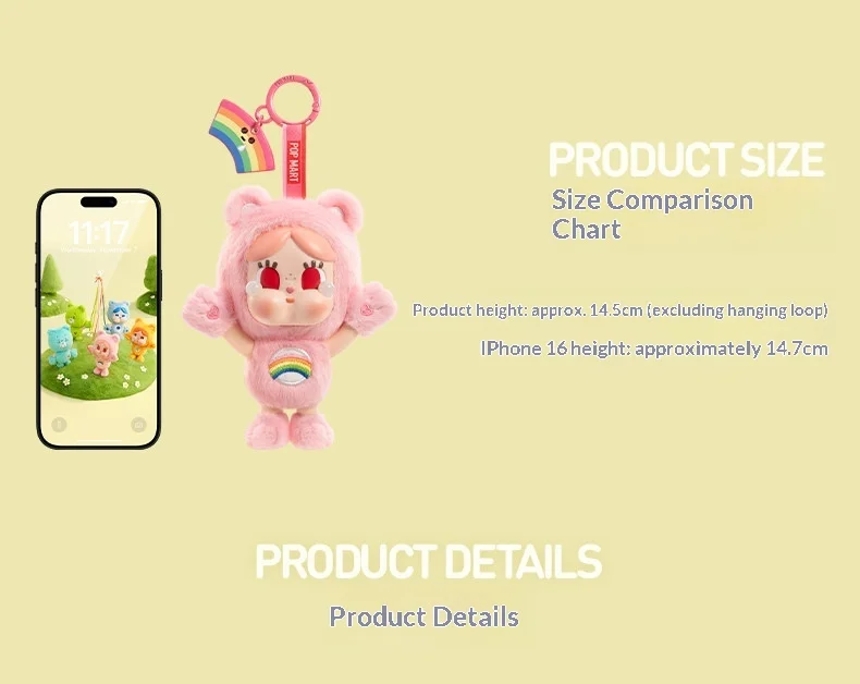 Original POP MART CRYBABY Care Bears Blindbox Taschenanhänger Schlüsselanhänger Niedliches Sammlerstück Dekofigur Spielzeug Geschenk für Sammler – Detail 15