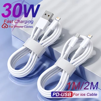 PD 30W USB A Cable For Apple iPhone 14 13 11 12 Pro Max XS XR X 7 8 Plus Fast Charging 2M…