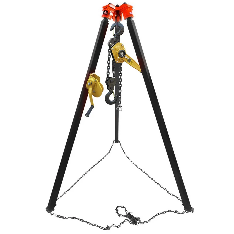 Heavy Duty Lifting Tripod Industrial 1-3M 2000kg Rescue Tripod Telescopic Lifting Tripod Crane Load 2T Detachable Hoist Chain