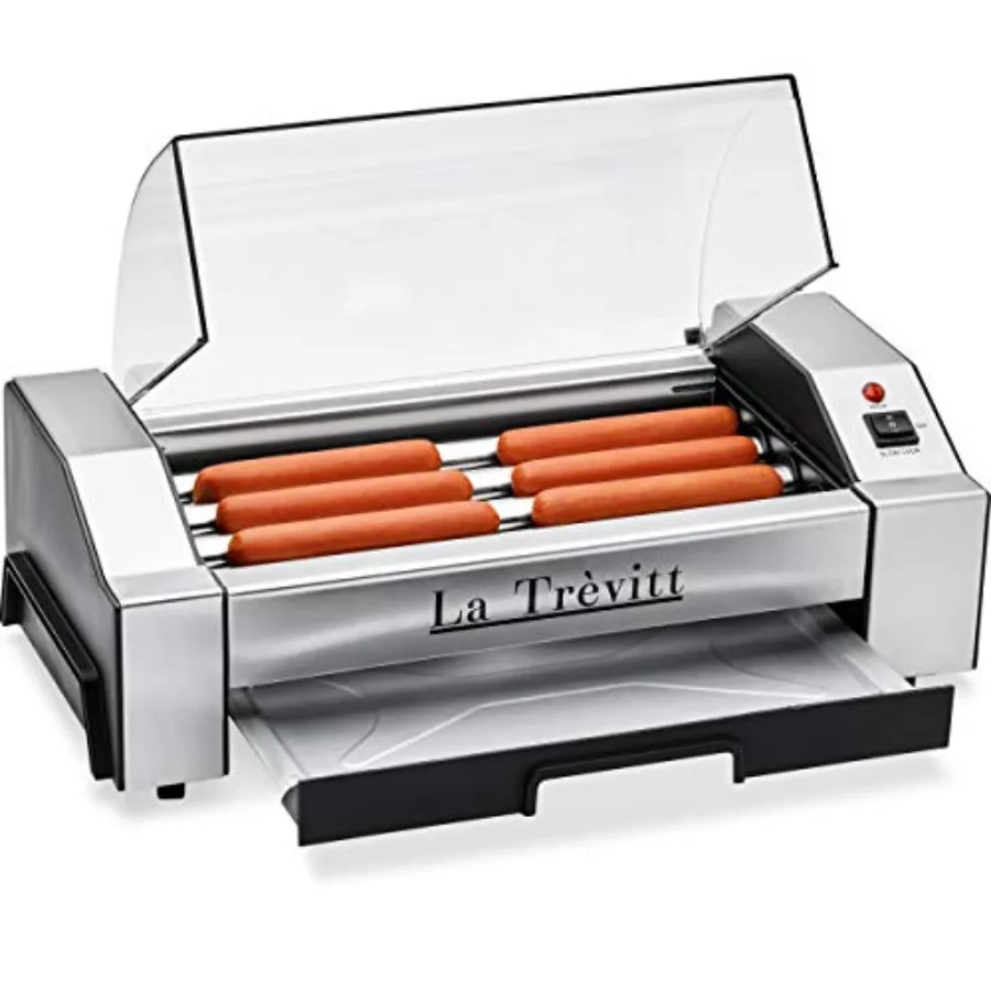 

Hot Dog Roller- Sausage Grill Cooker Machine- 6 Hot Dog Capacity - Commercial and Household Hot Dog Machine for Family Use
