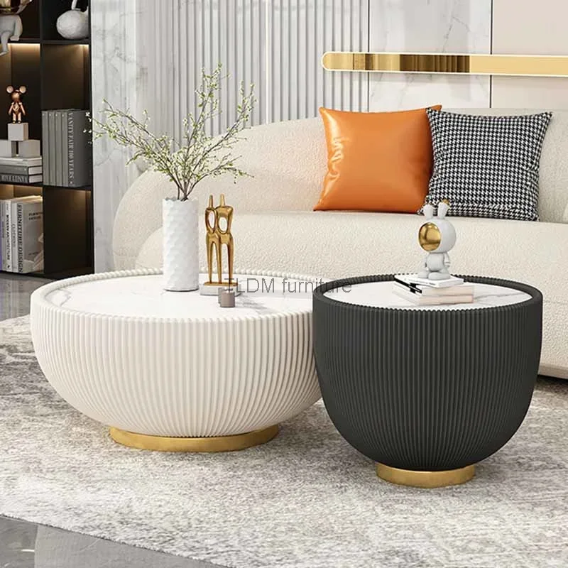 Minimalist Round Coffee Tables Living Room Luxury Premium Unique Coffee Tables Marble Effect Modern Mesa Auxiliar Home Furniture