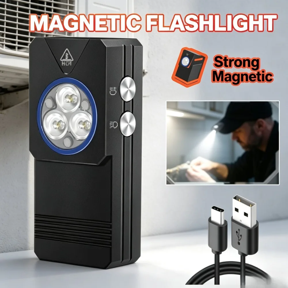 EV30 Portable Multi‑Functional EDC Flashlight Aluminum Shell Magnetic Clip Torch UV Light For Outdoor Camping Item Detection