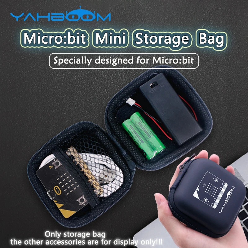 Yahboom Micro:bit Mini Storage Bag Mini Box Black Durable And Water-proof Storage Case For BBC MicroBit V2/ V2.2 Board