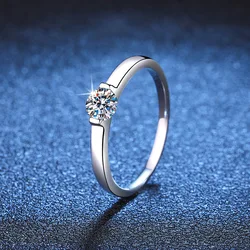 Real 100% Moissanite Ring 5mm 0.5ct Diamonds Wedding Rings Sterling Silver For Women Wedding Party Fine Jewelry Gift Whoelsale