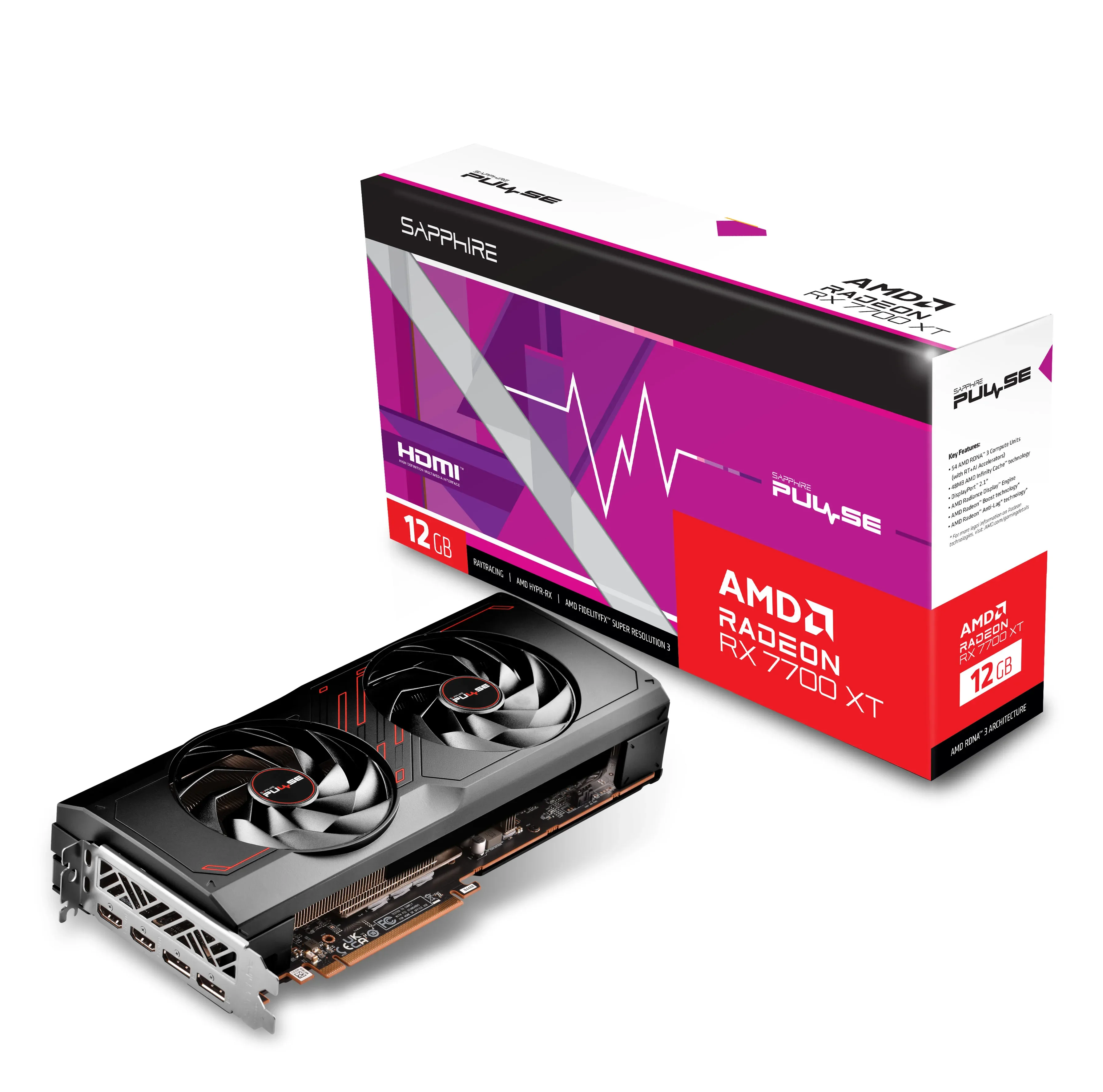 New Stock Sapphire PULSE AMD Radeon RX 7700 XT 12GB OC Gaming Graphics Card GPU rx 7700xt