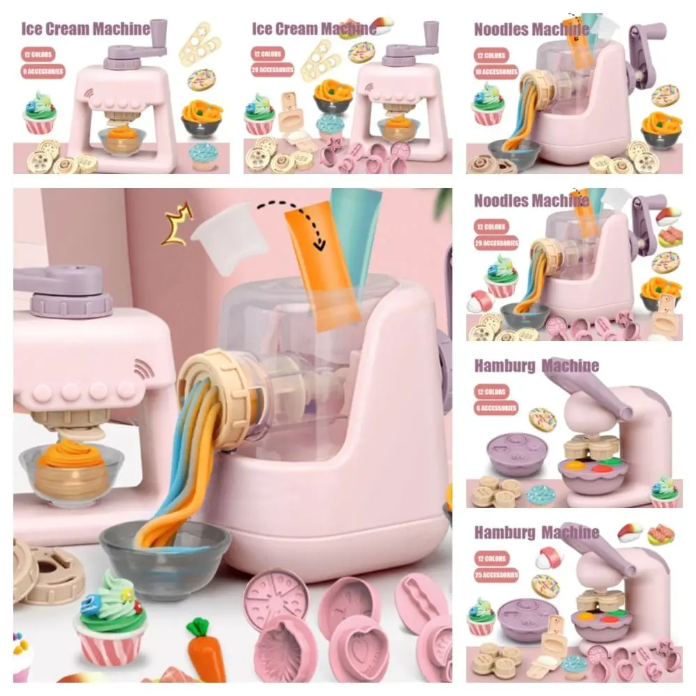 Cooking Toys Simulation Kitchen Ice Cream Machine Mini Kitchen Toy Colourful Clay Pasta Machine Noodles Hamburg Children