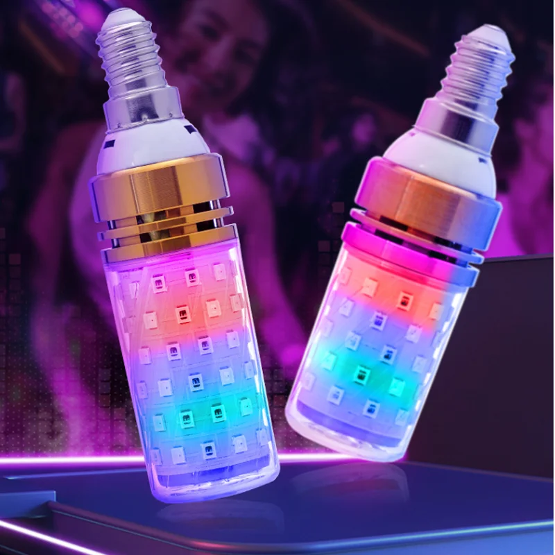 10pcs  E27 E14 RGB Changeable Red Green Blue LED Corn Bulb Lamp  Auto Color Change Birthday Wedding Party Ktv Bar Hotel Light
